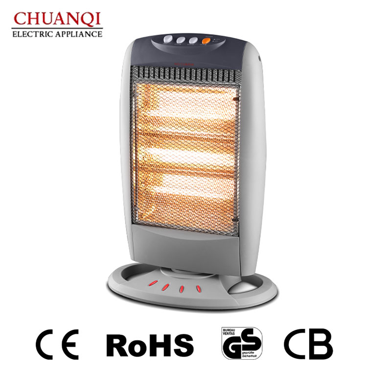 Aquecedor de halogênio de 3 tubos 1200W com função oscilante