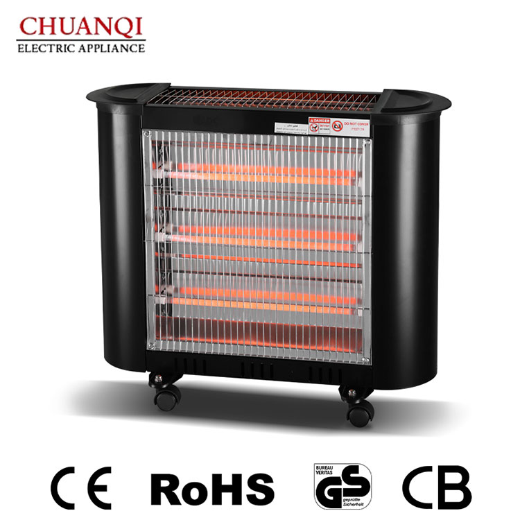 Aquecedor de quartzo de 4 tubos 2.000 W com interruptor oculto