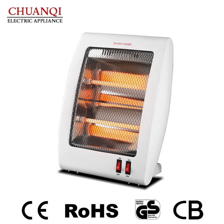 Aquecedor de quartzo de 2 tubos 800W dois tamanhos com interruptor basculante
